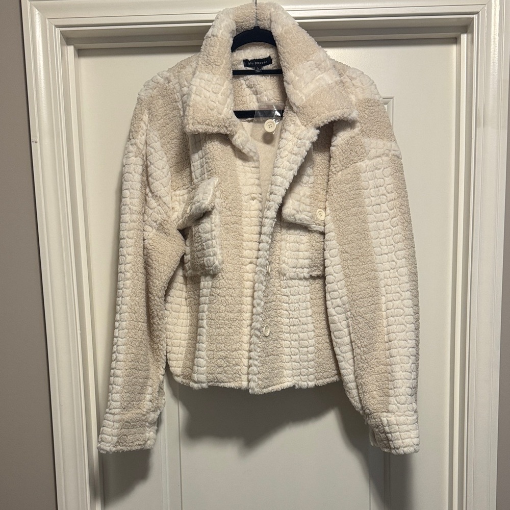 Vici Cream and White Sherpa Jacket